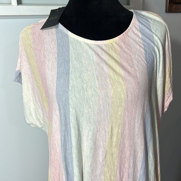 W5 Women’s Pastel Striped Lightweight Short Sleeve Top size L NWT - Picture 3 of 7